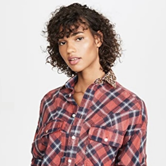 R13 Flannel Red Plaid Oversized Shirt Size S - Picture 2 of 3